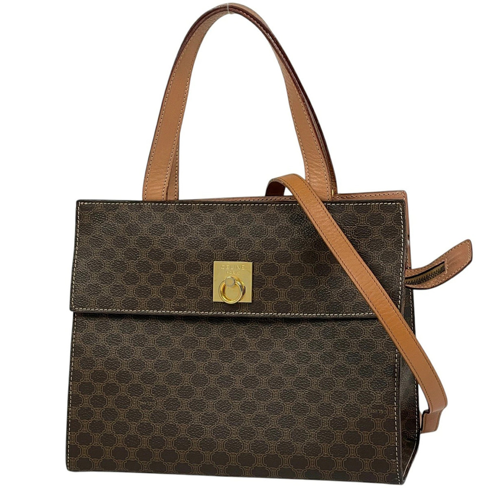 Celine Macadam 2way Shoulder Bag canvas brown